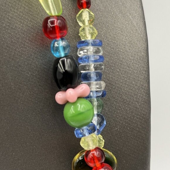 Vintage Uranium Glass Necklace Czech Glass Long Necklace  27" - Picture 11 of 12